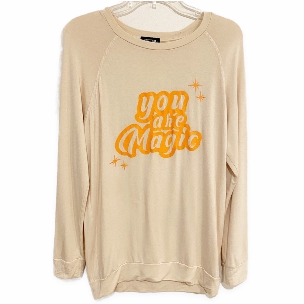 Zutter | Graphic Long Sleeve Top Beige Orange Size Small